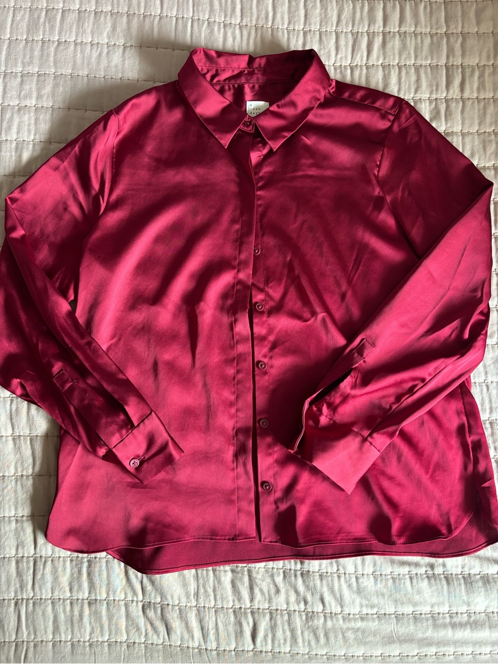 Silky Maroon Button-Up Blouse